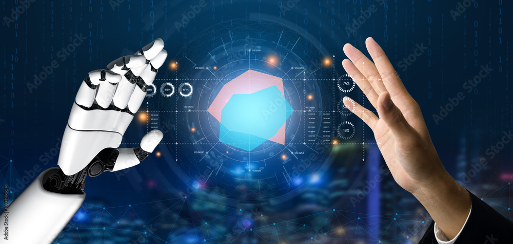 Poster ai artificial intelligence drives data analytics with predictive models, smart dashboards, and virtu