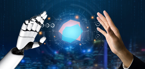 AI artificial intelligence drives data analytics with predictive models, smart dashboards, and...