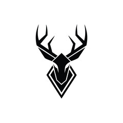 Minimalist geometric deer antlers logo graphic vector