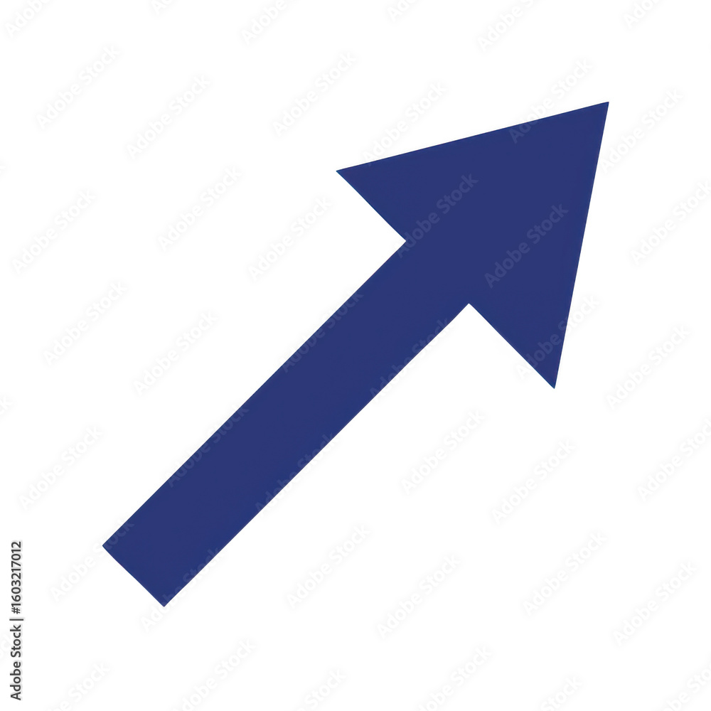 Poster dark blue arrow pointing up and right isolated on transparent background