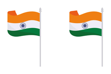 Indian flag waving isolated on white, transparent background
