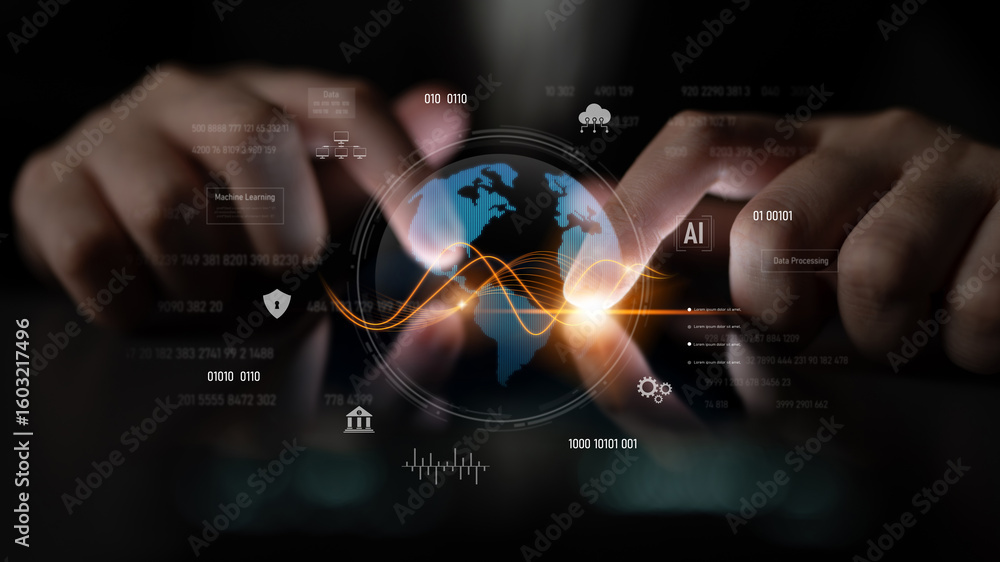 Poster global ai and data processing system enhances data, ai, and processing efficiency through digital ne