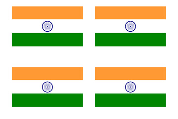 set of India flag illustration isolated on white, transparent background