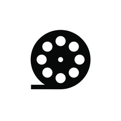 Black film reel icon cinema movie