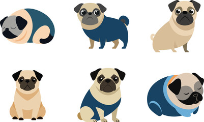 Pug Dog Vector Illustration
