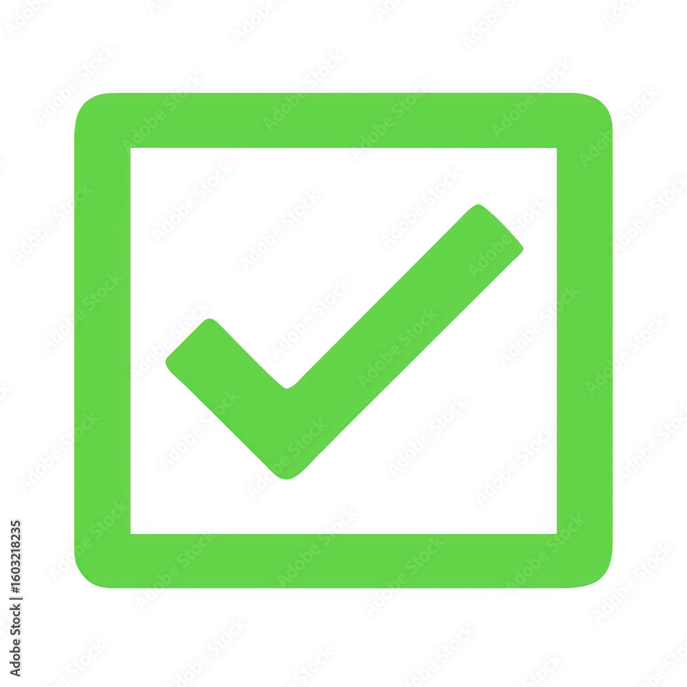 Poster green check mark inside square isolated on transparent background