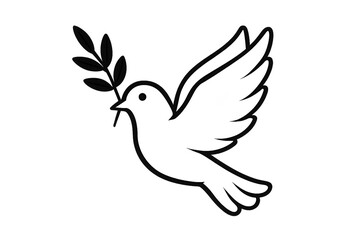 White Dove with Olive Branch, Peace and Harmony Symbolism, Flying Bird Clipart PNG