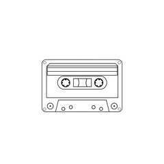 Fototapeta premium Analog cassette tape illustration in black and white design 