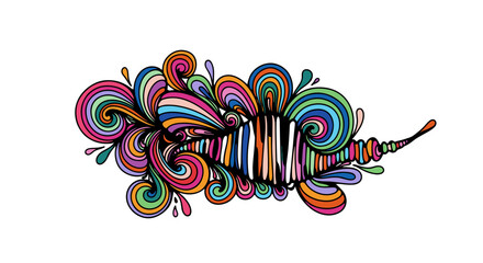 Obraz premium Colorful abstract seahorse made of flowing lines and shapes 