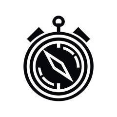 Fototapeta premium Minimalist logo a stopwatch with compass needle time measurement