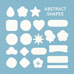Obraz premium Collection of various white abstract shapes on a light blue background