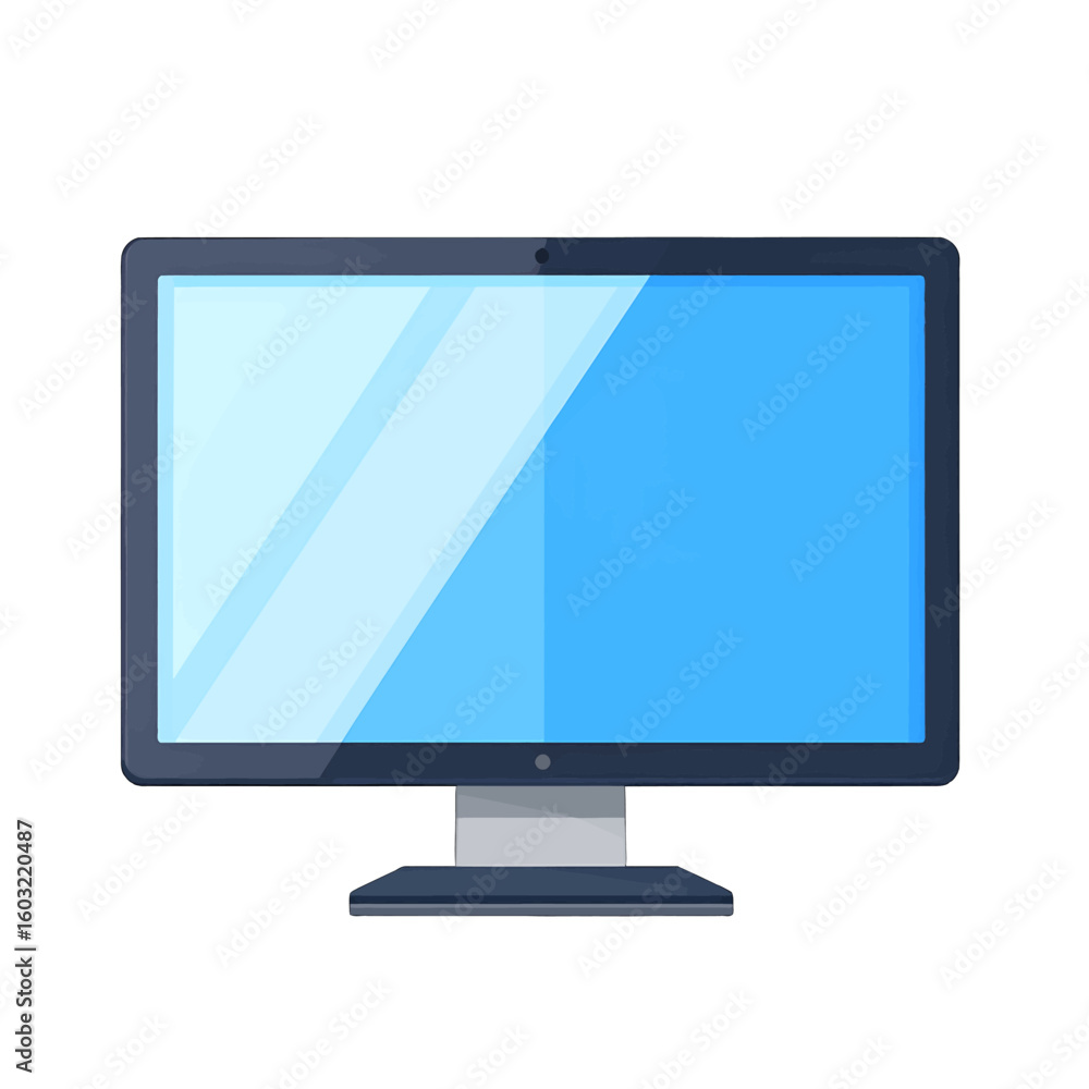 Poster flat design computer monitor with blue screen