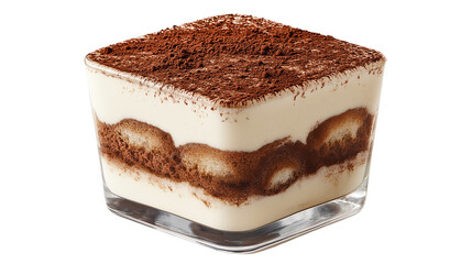 Tiramisu Dessert in a Square Glass Container