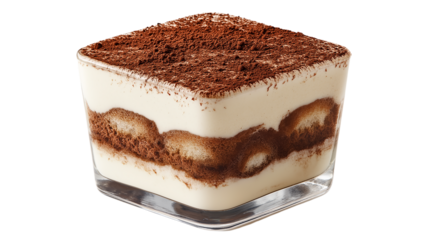 Tiramisu Dessert in a Square Glass Container