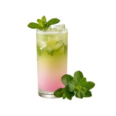 Refreshing Pink and Green Layered Mint Cocktail in Glass