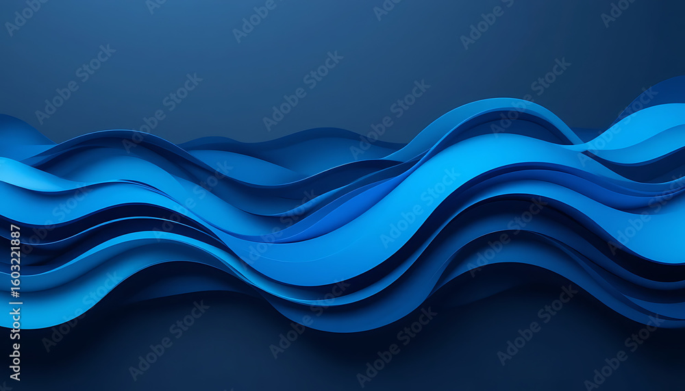 Poster abstract flowing waves of deep blue and lighter blue hues create a dynamic and modern visual with a 