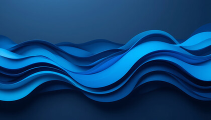 Abstract flowing waves of deep blue and lighter blue hues create a dynamic and modern visual with a sense of depth and movement