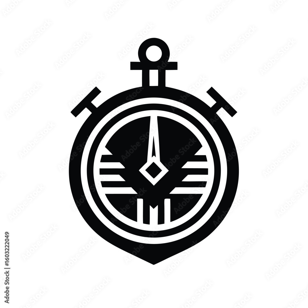 Poster minimalist stopwatch logo with abstract elements time clock