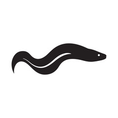 Naklejka premium Stylized black eel icon perfect for logos and marine themes