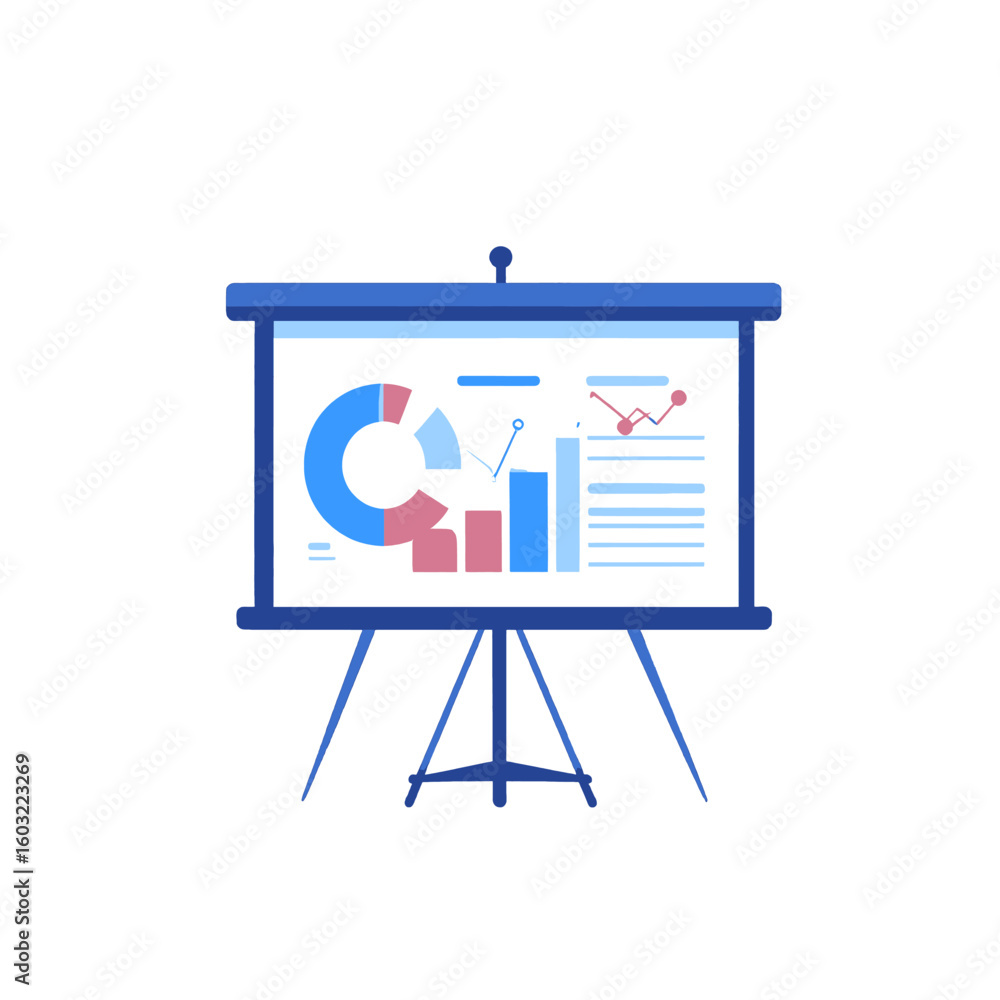 Aufkleber flat design presentation board with data graphics