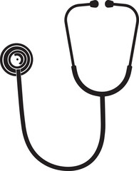 Stethoscope Medical Tool in Black | Vector Icon Silhouette Illustration Format