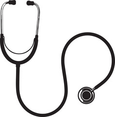 Stethoscope Medical Tool in Black | Vector Icon Silhouette Illustration Format
