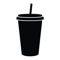 Black silhouette of a beverage cup with straw drink