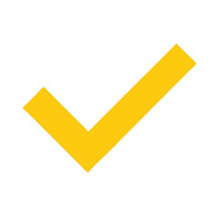Yellow check mark isolated on transparent background