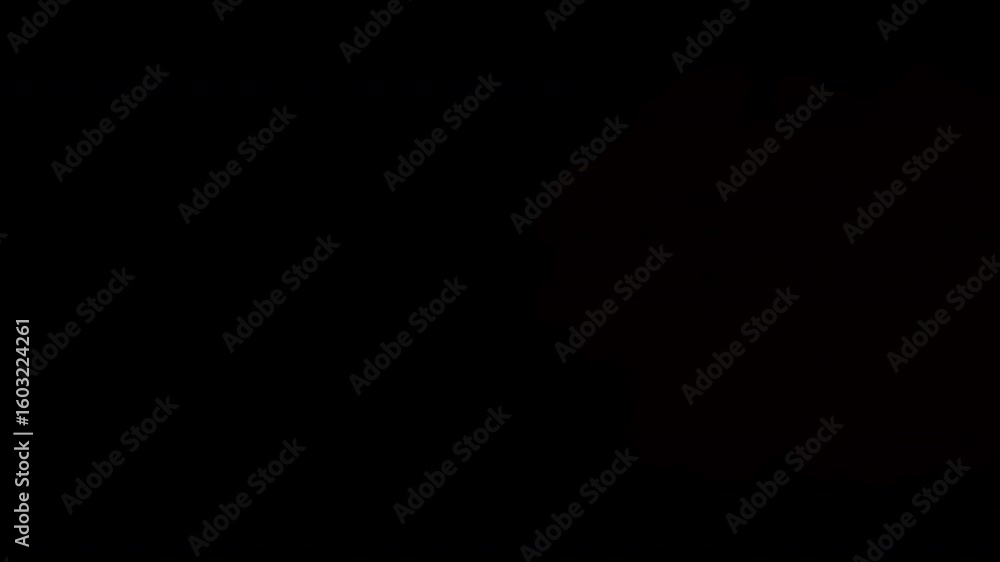 Poster red coming soon text with disappearing smoke effect from left to right on transparent background wit
