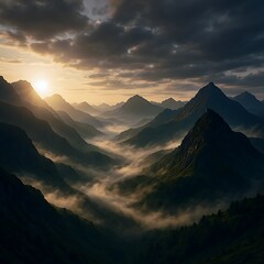 sunset in the mountains