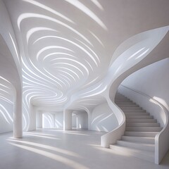 white corridor with columns