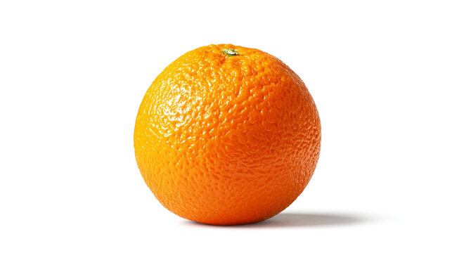 Single whole orange fruit isolated on white background