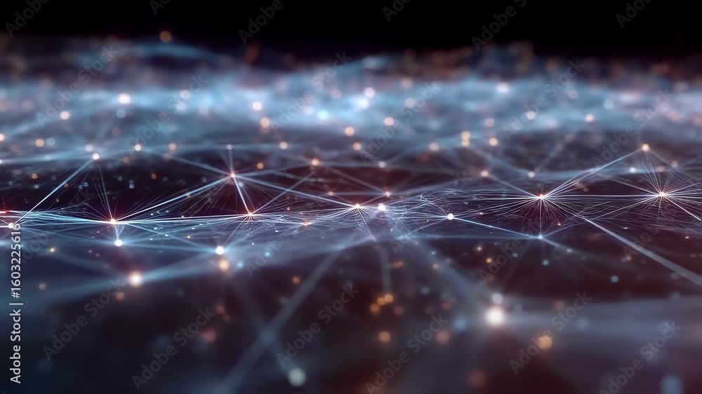Poster expanding and growing complex network connections illustrate innovation and futuristic technology wi