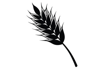 Single Black Wheat Stalk Silhouette With A Grain Head And Stem Illustration