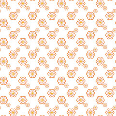 Colorful Floral Seamless Pattern Featuring Orange and Yellow Flowers on White Background