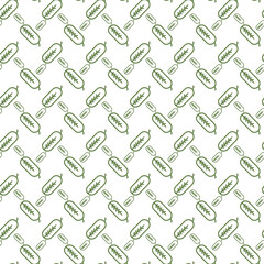 Seamless Green Botanical Pattern with Stylized Leaves on White Background