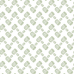 Seamless Green Line Art Vegetable Pattern on White Background