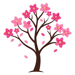 Obraz premium Stylized cherry blossom tree with falling petals