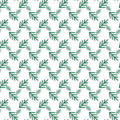 Seamless Pattern of Green Leaves on a White Background