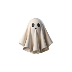 Adorable little ghost costume with cute panda face and big black eyes isolated on transparent background