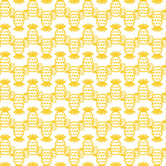 Seamless Vector Pattern with Yellow Pineapples in a Tropical Design