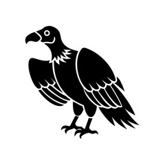 Silhouette of a Vulture Standing Tall with Detailed Feather Design Elements
