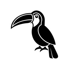 Toucan bird illustration with a simplified black and white vector design