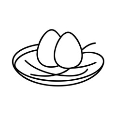 Two eggs sitting in a nest, represented as a simple outline