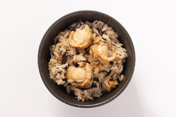 ホタテとひじきの炊き込みご飯