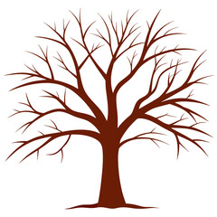 Obraz premium Stylized brown bare tree silhouette