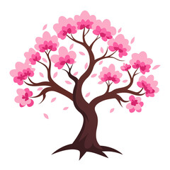 Obraz premium Stylized pink cherry blossom tree with falling petals