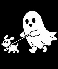 Ghost Walking Dog Ghostie Funny Halloween