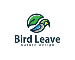 bird leave logo creative design concept color animal