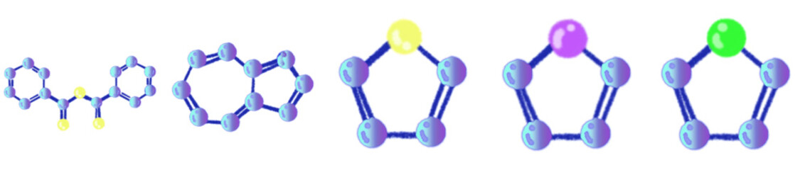 Cute Blue-Purple Molecule and Atom Cartoon Clipart Set – Colorful Chemistry Science Lab Illustration for Educational Projects and Fun Designs